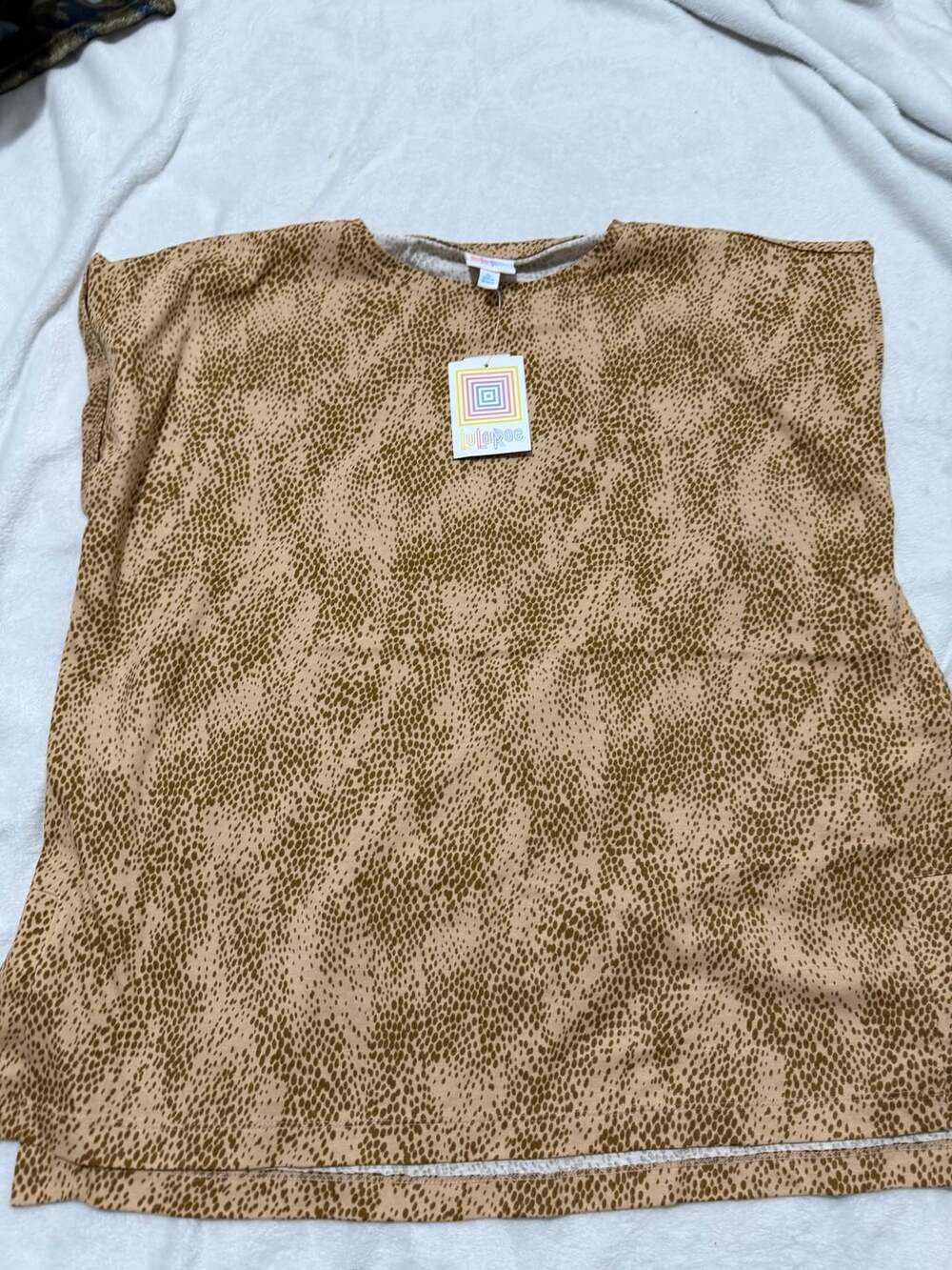 LuLaRoe Leah Tunic Size XL Tan Brown Animal Print Top
